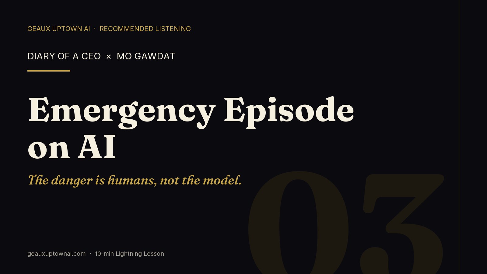 Diary of a CEO interviews Mo Gawdat: Emergency Episode on AI